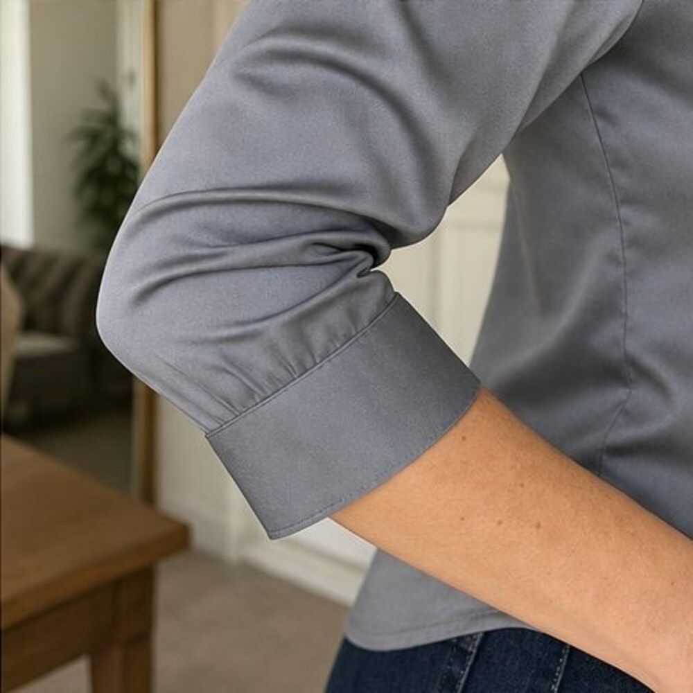 Gray Pleated Blouse - Picture 5 of 6